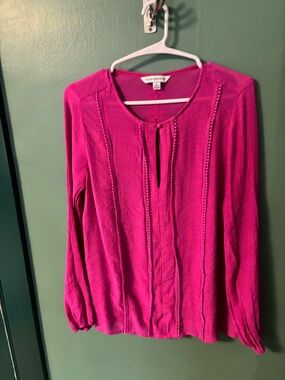 Counterparts Fuchsia Long-Sleeve Peasant Top